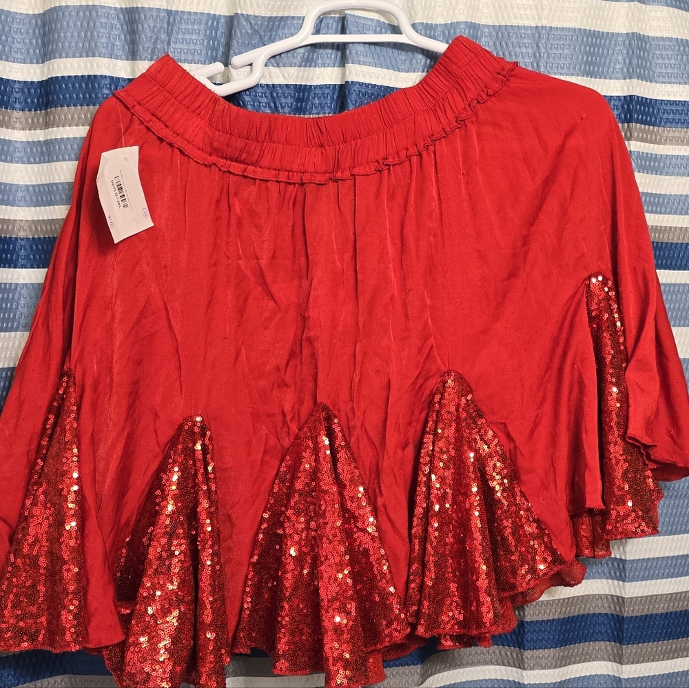 Red Sequin Skirt